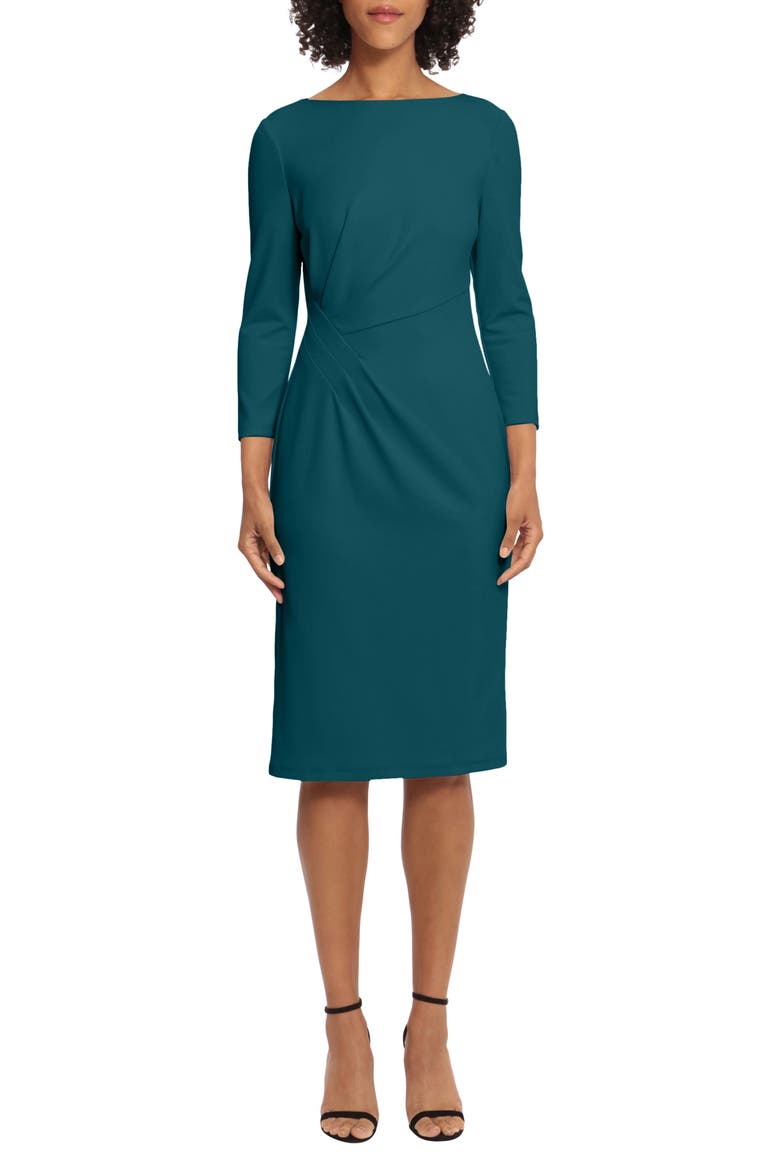 Scuba Knit Sheath Dress, Main, color, DEEP TEAL