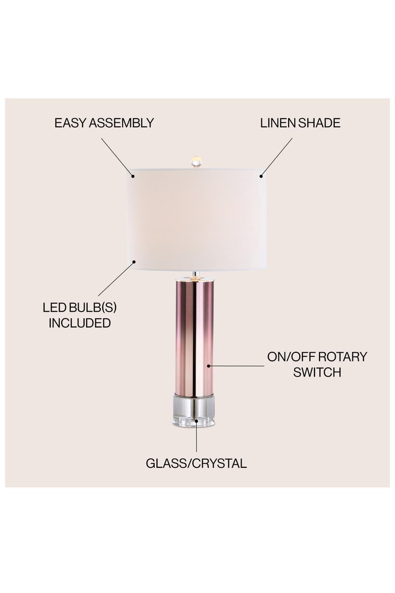 Edward 27" Glass /Crystal LED Table Lamp, Alternate, color, Rose Gold