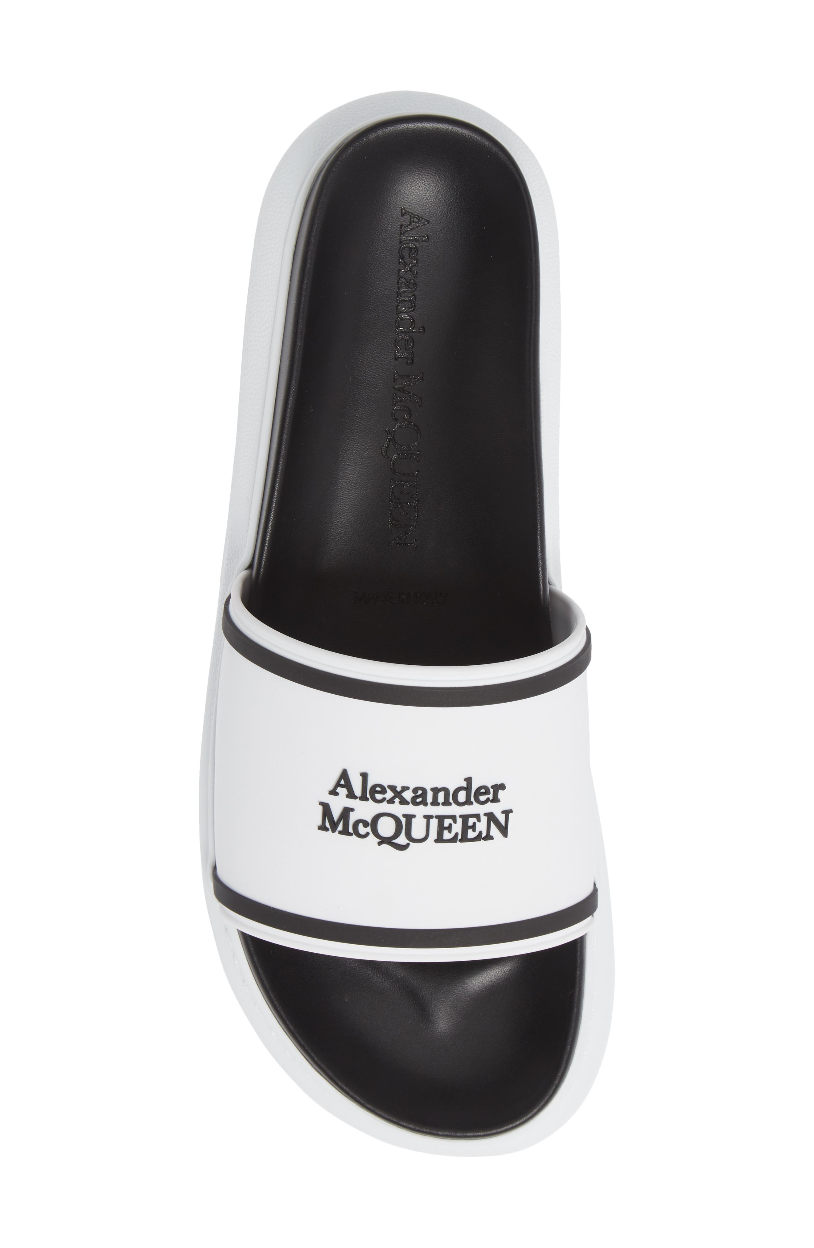 Alexander McQueen Logo Slide Sandal, Alternate, color, WHITE