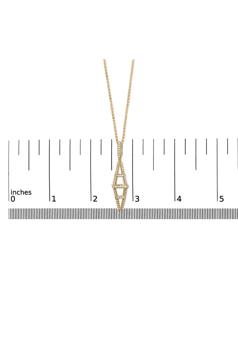 14K Yellow Gold 1.0 Cttw Diamond Studded Geometric Double Pyramid Pendant Necklace, Alternate, color, Yellow