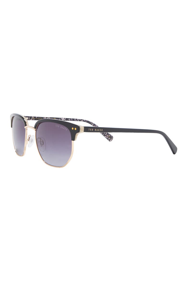 51mm Gradient Half Rim Square Sunglasses, Alternate, color, BLACK
