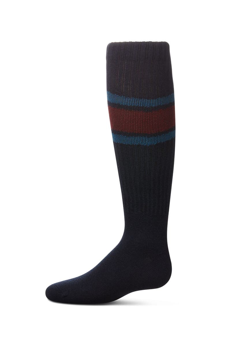 MeMoi Chevron V Knee High Socks, Main, color, Navy