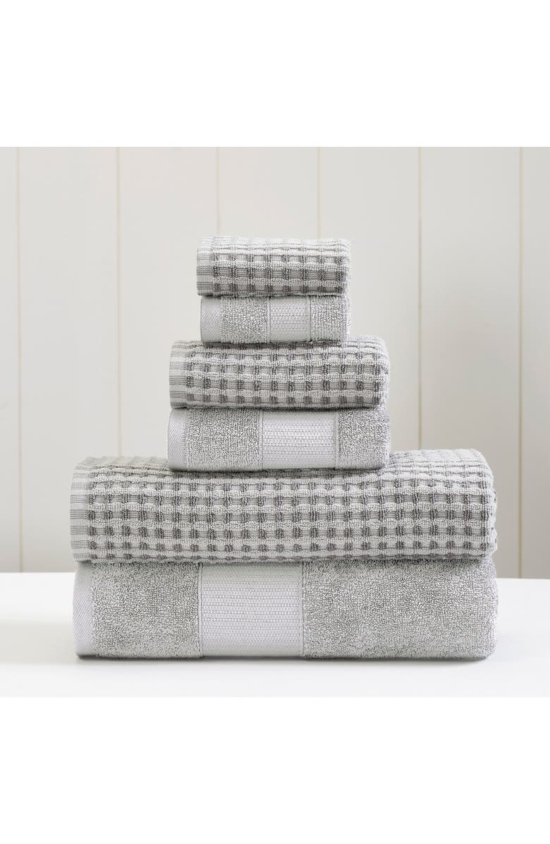 Modern Threads Luxury Spa Cobblestone Quick Dry 6-Piece Towel Set - White, Main, color, Silver