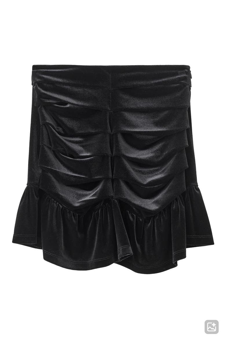 Draped Velvet Skirt, Alternate, color, BLACK