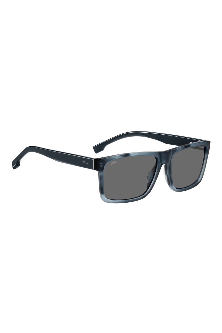 59mm Polarized Rectangular Sunglasses, Alternate, color, BLUE HORN