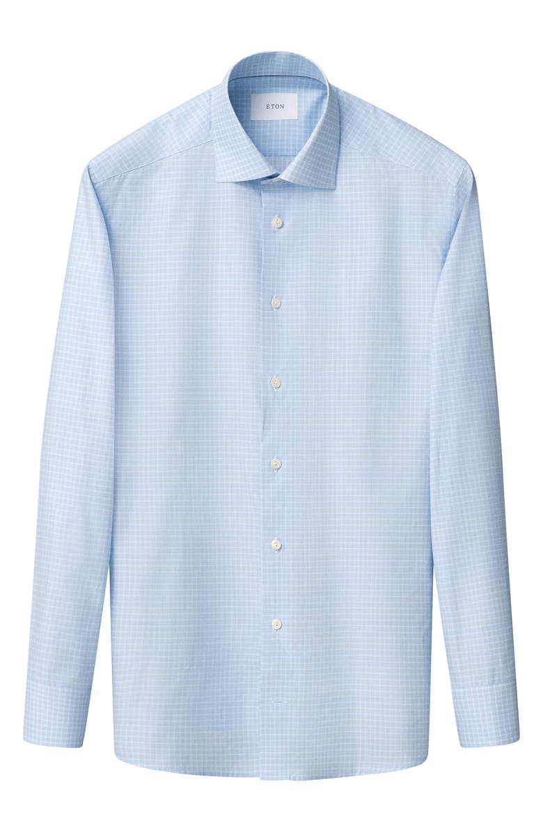 Eton Contemporary Fit Check Fine Cotton Twill Dress Shirt, Alternate, color, Dark Blue