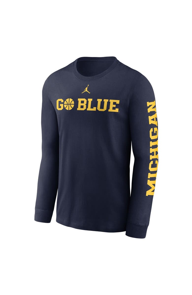 Jordan Brand Men's Jordan Brand Navy Michigan Wolverines Basketball Icon Two-Hit Long Sleeve T-Shirt, Alternate, color,
