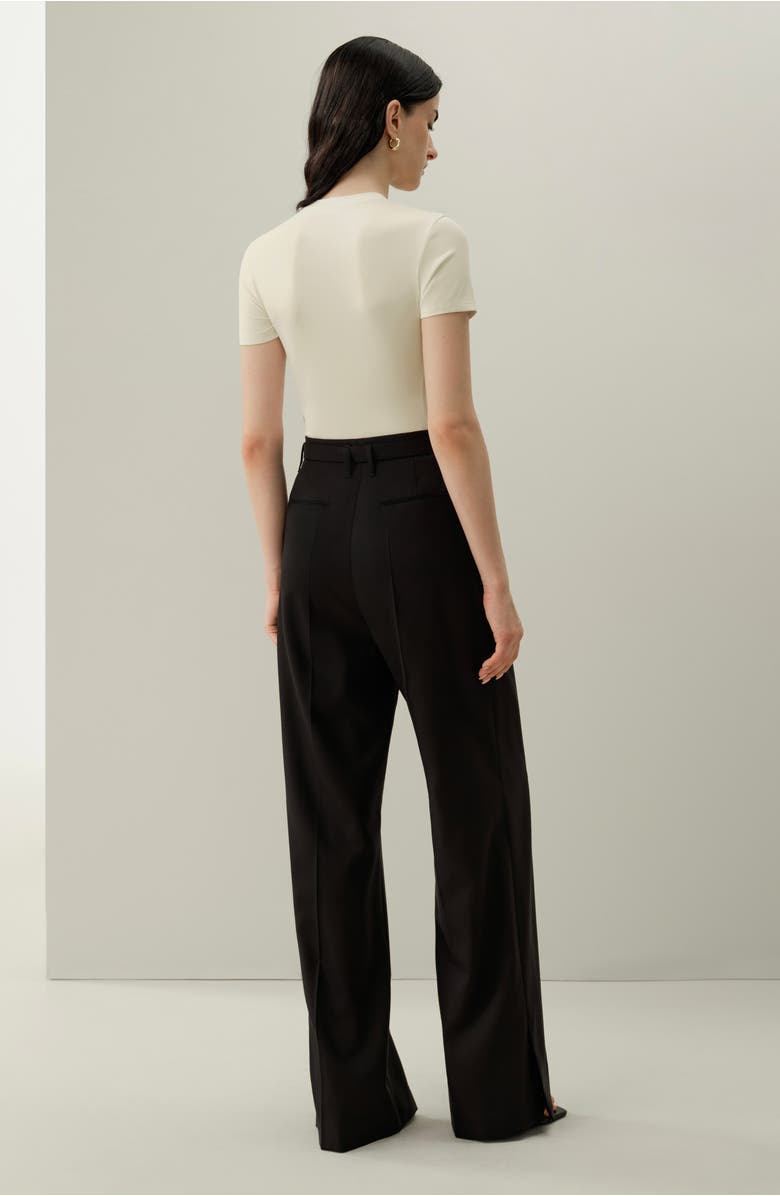 Lilysilk Silk Wool High-Waisted Wide-Leg Pant, Alternate, color, Black