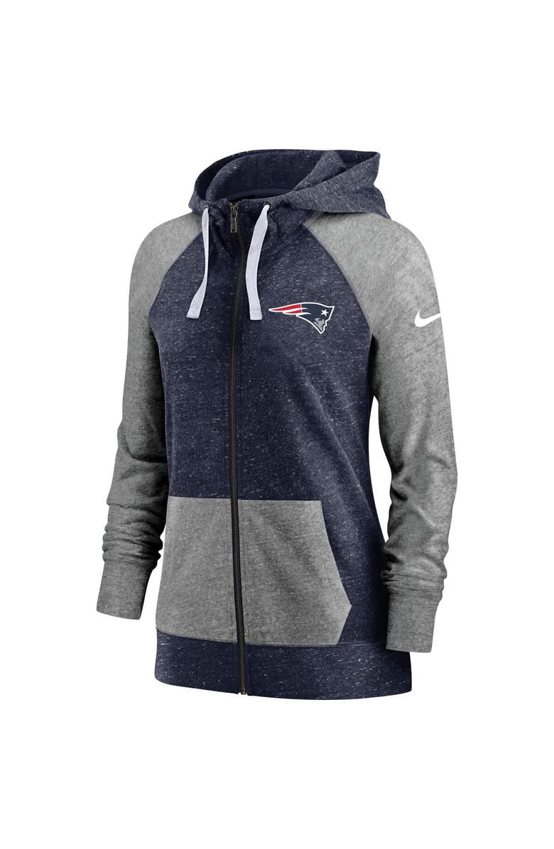 Nike Women's Nike Heathered Navy New England Patriots Gym Vintage Full-Zip Hoodie, Alternate, color, Heather Navy