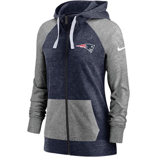 Nike Heathered Navy New England Patriots Gym Vintage Full-zip Hoodie