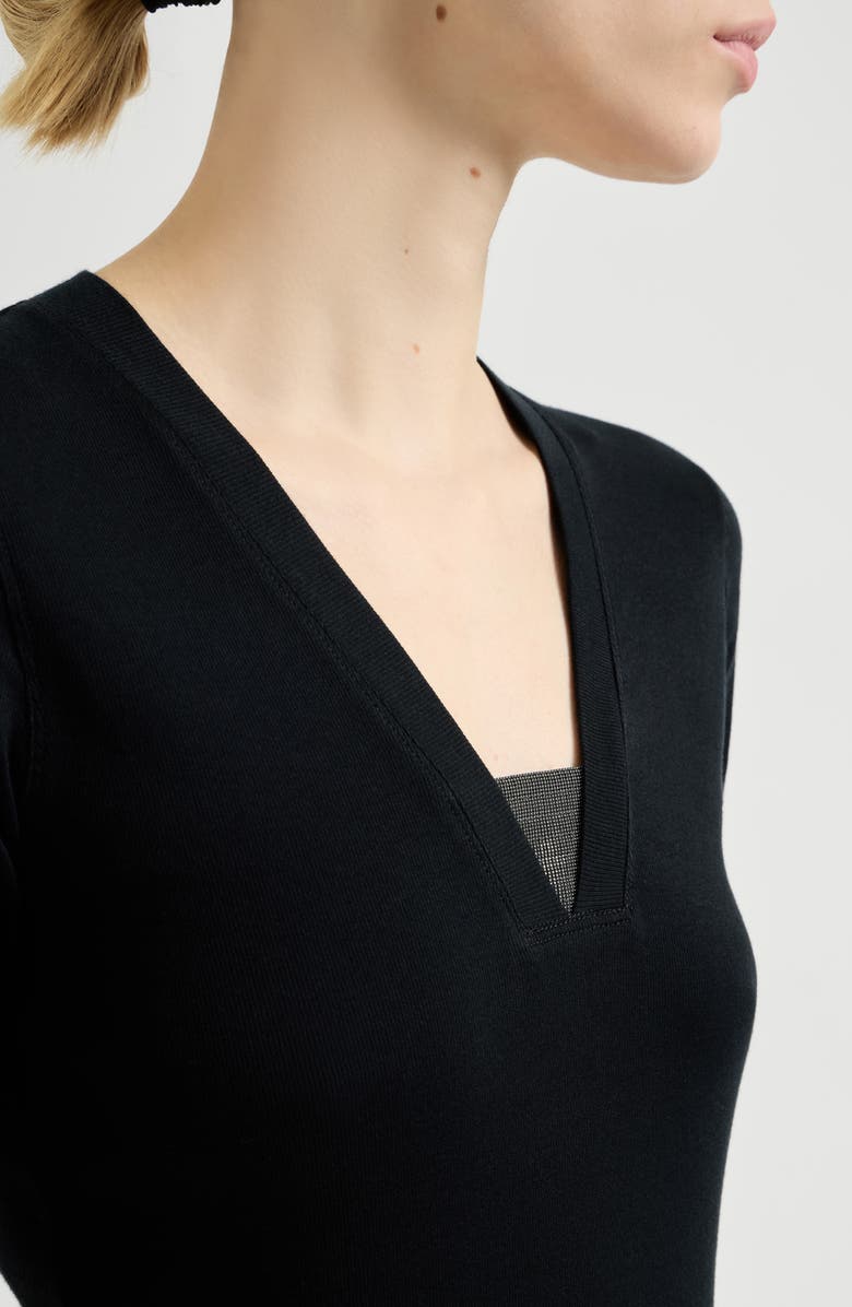 Brunello Cucinelli Ribbed jersey T-shirt, Alternate, color, Black