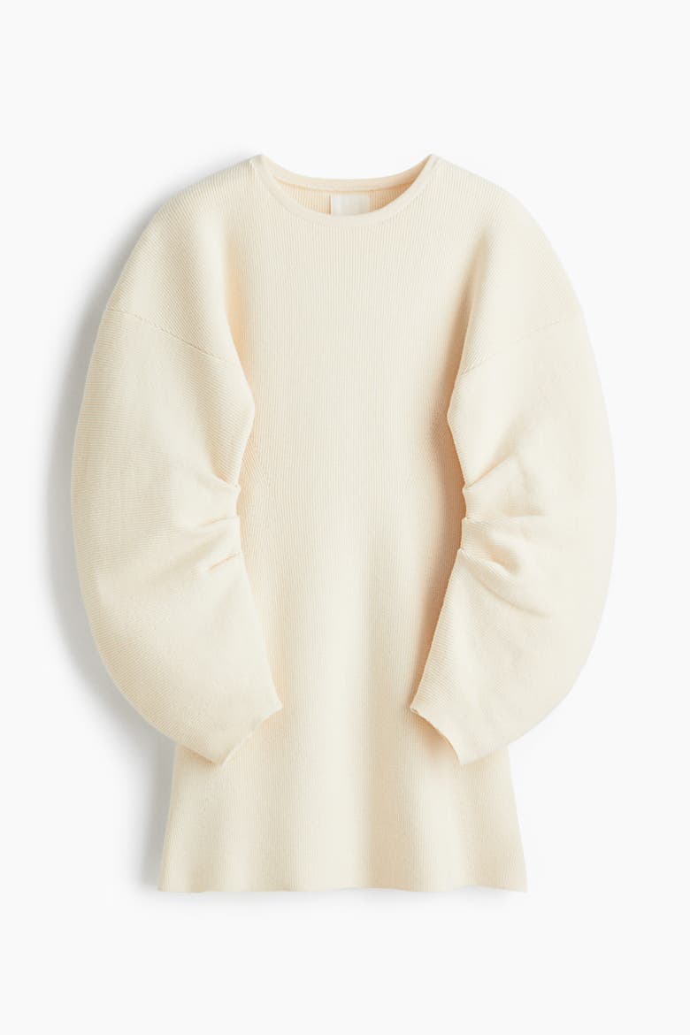 Viscose-blend Rib-knit Dress, Alternate, color, Cream