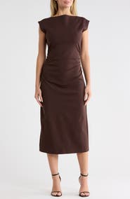 NORDSTROM RACK Ruched High Neck Ponte Dress