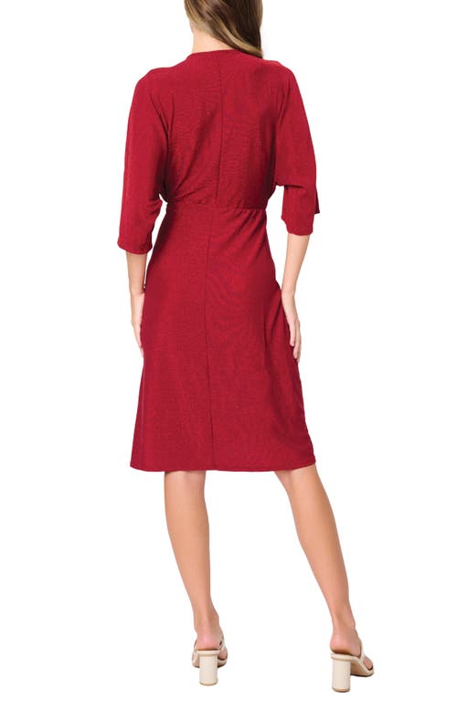 Gibsonlook Metallic Wrap Front Knit Dress In Red