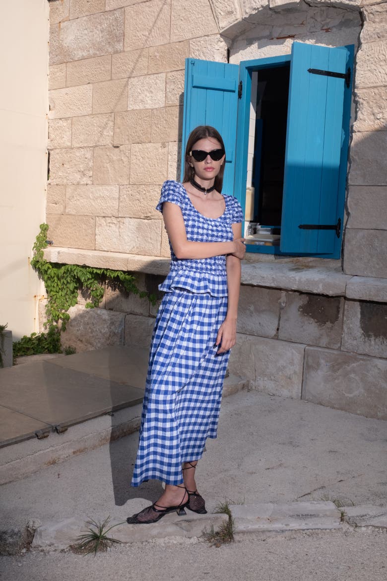 Alma Voluminous Plaid Maxi Skirt, Alternate, color, Ios Check