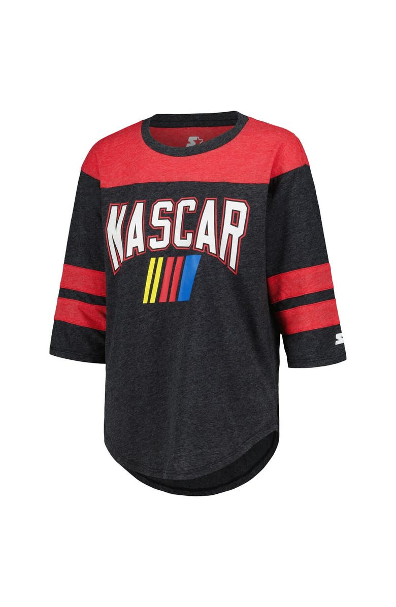 STARTER Women's Starter Black NASCAR Full Back Block 3/4-Sleeve Tri-Blend Top, Alternate, color, Black