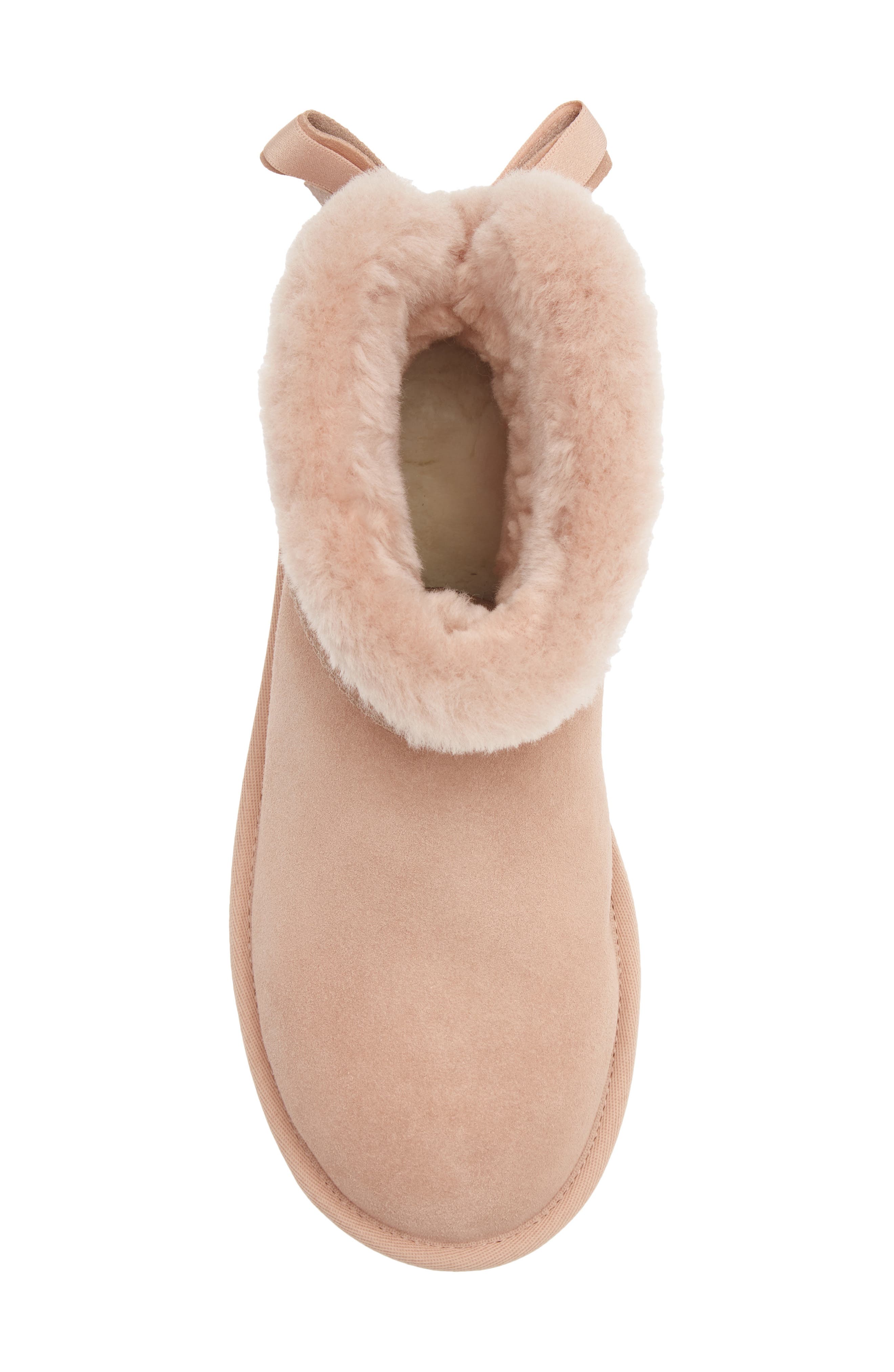 Mini Bailey Bow Faux Shearling Boot, Alternate, color, MILK TEA