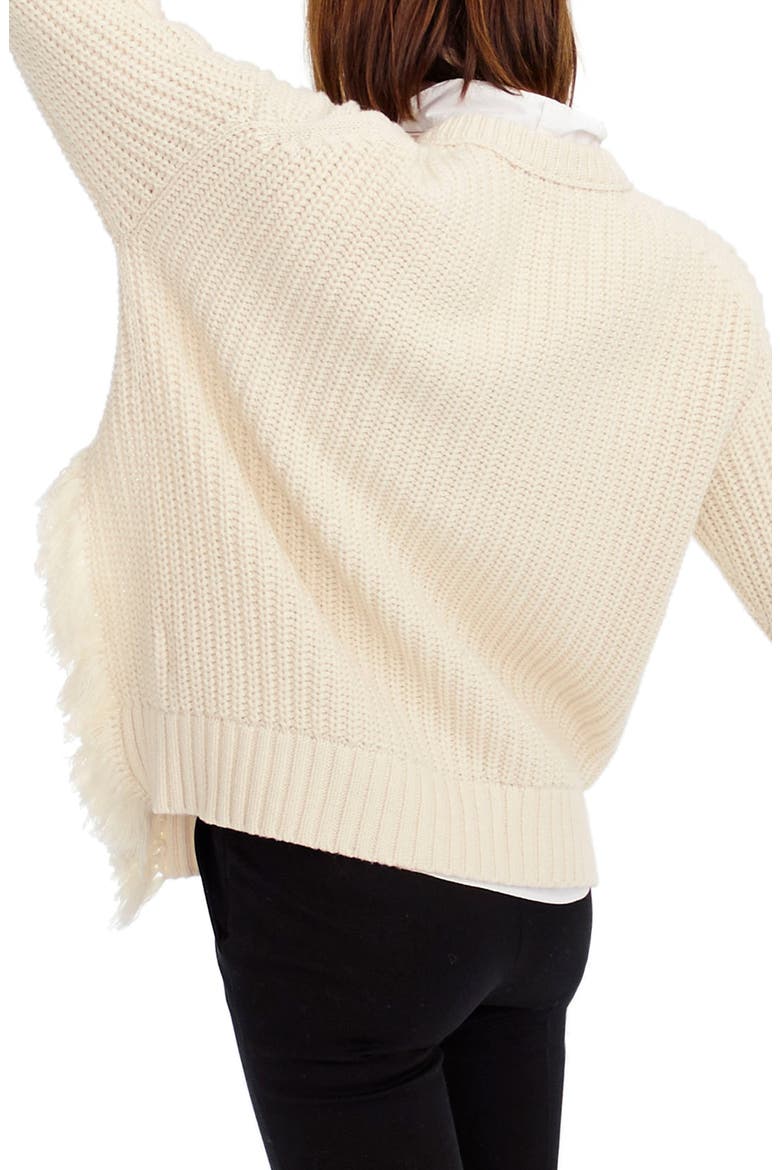 Fringe Detail Cable Knit Sweater, Alternate, color, IVORY