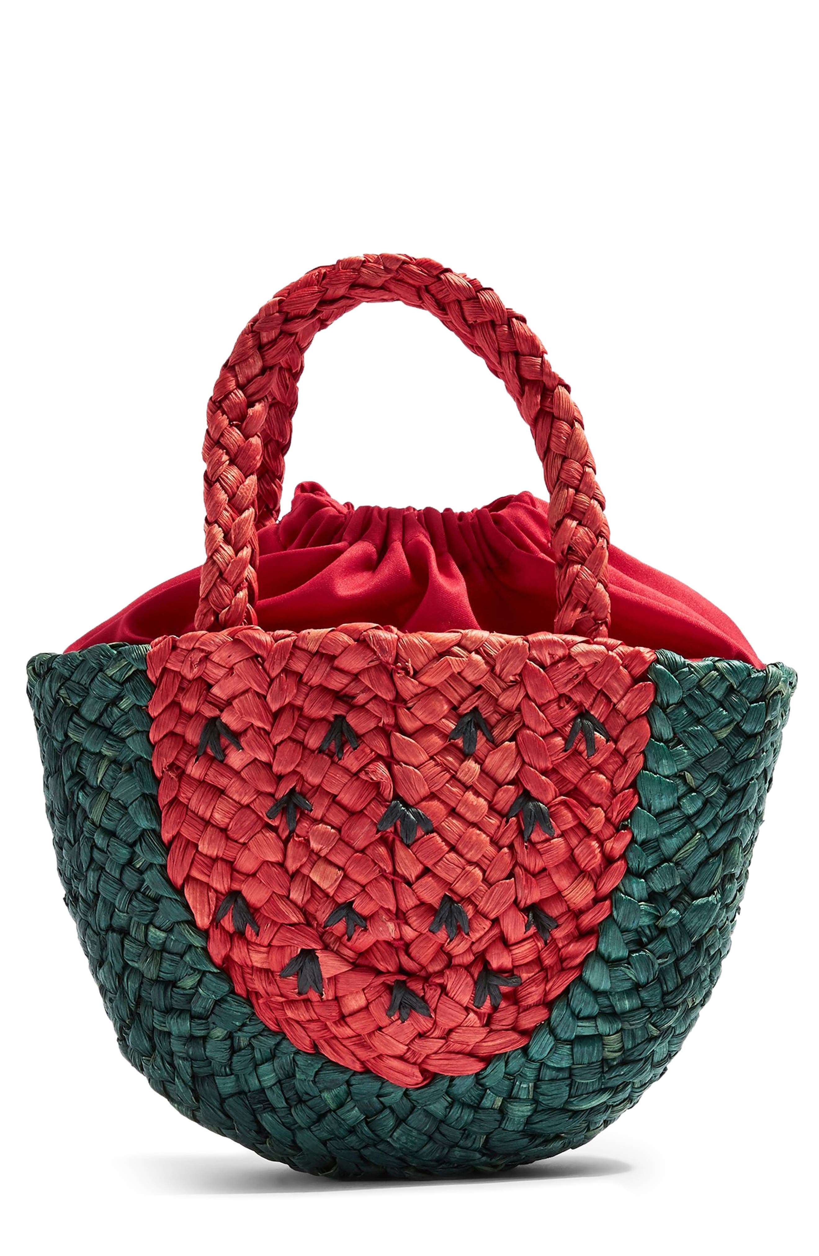 Topshop Sun Melon Straw Mini Tote, Main, color, 