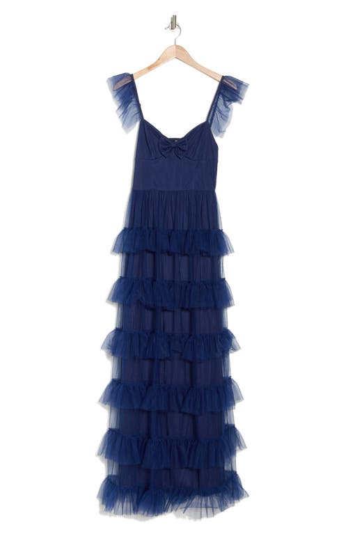 Area Stars Bree Ruffle Tiered Maxi Dress In Navy