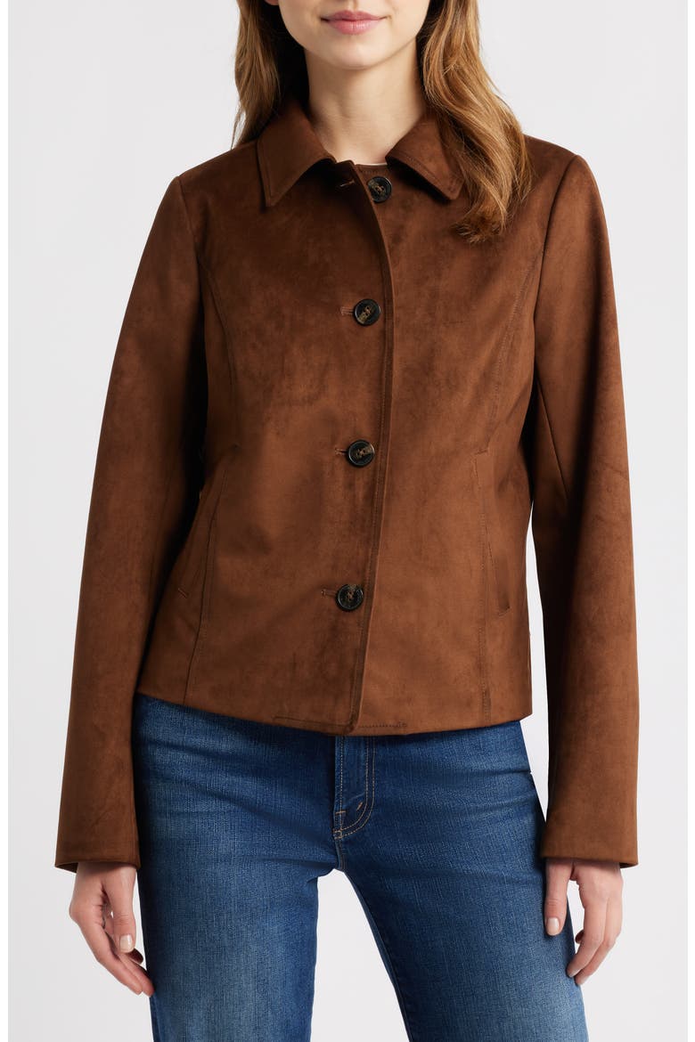 Faux Suede Jacket, Alternate, color, LUGGAGE