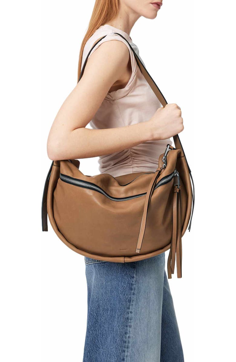 AllSaints Noemie Leather Shoulder Bag, Alternate, color, Toffee Brown