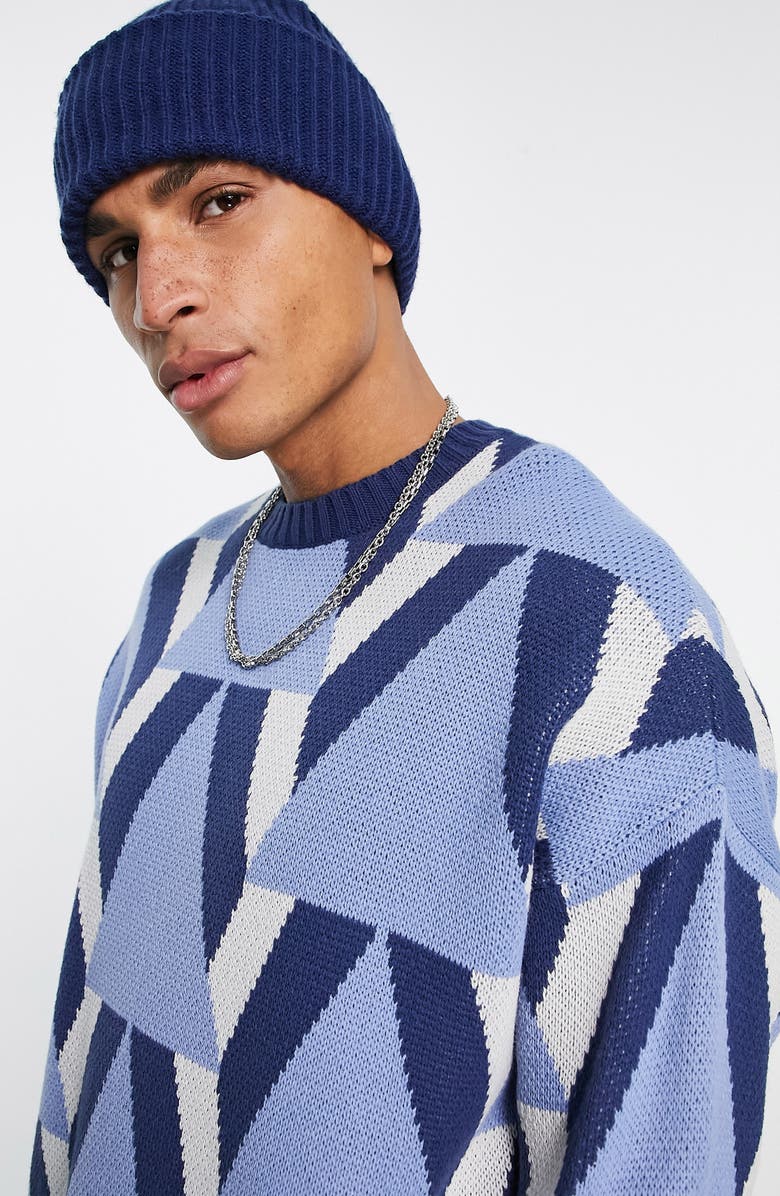 ASOS DESIGN Oversize Jacquard Sweater, Alternate, color, 