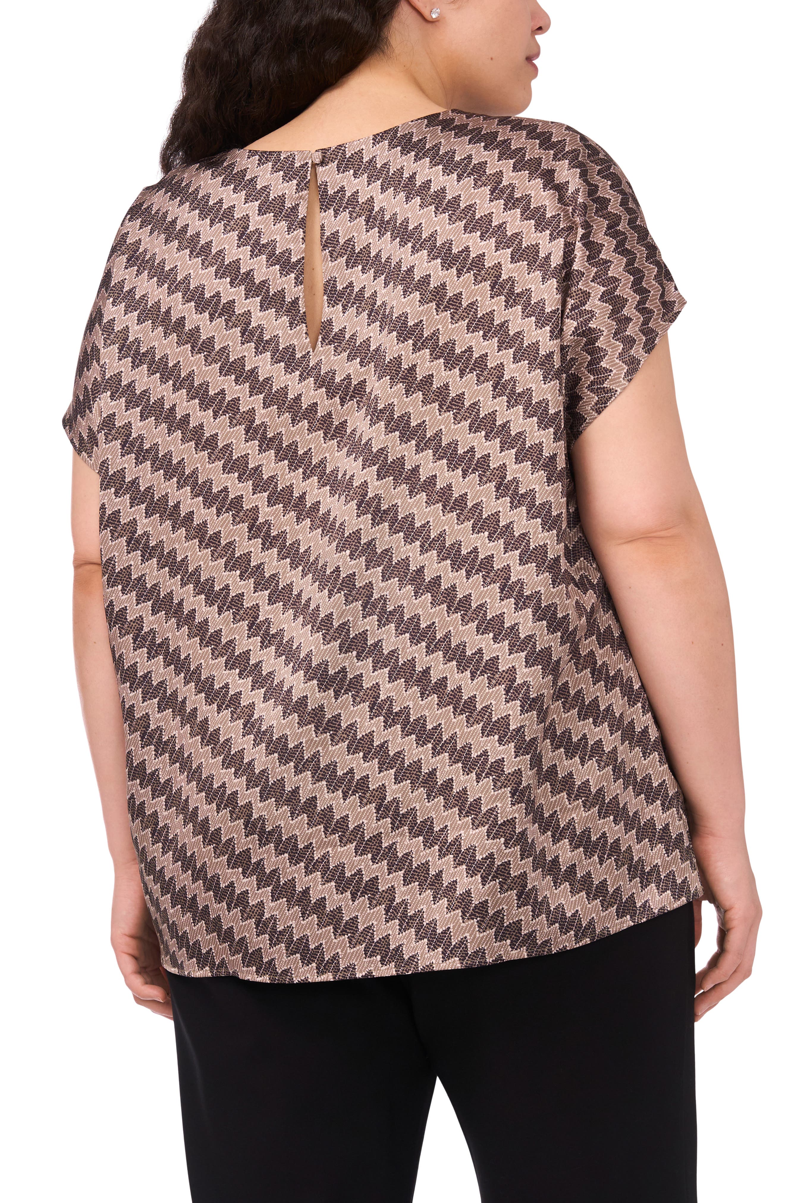 Zigzag Dot Print Cap Sleeve Shell - image 2