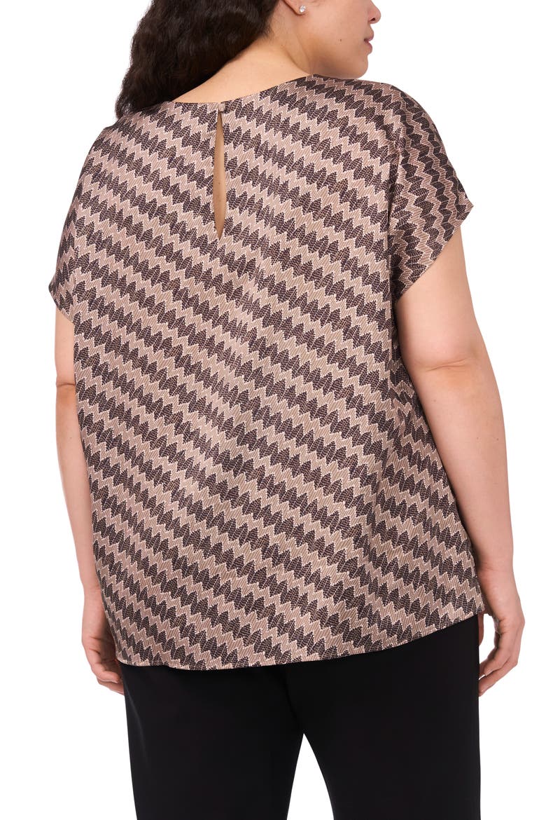 Zigzag Dot Print Cap Sleeve Shell, Alternate, color, COVERT GREEN