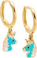 BY ADINA EDEN Kids Enamel Unicorn Huggie Earring 14K