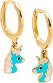 BY ADINA EDEN Kids Enamel Unicorn Huggie Earring 14K