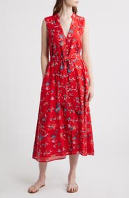 Cleobella Cheyenne Floral Cotton Blend Sleeveless Shirtdress