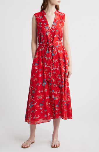 Cheyenne Floral Cotton Blend Sleeveless Shirtdress
