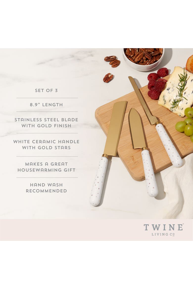 Starlight Cheese Knife Set of 3, Alternate, color, White