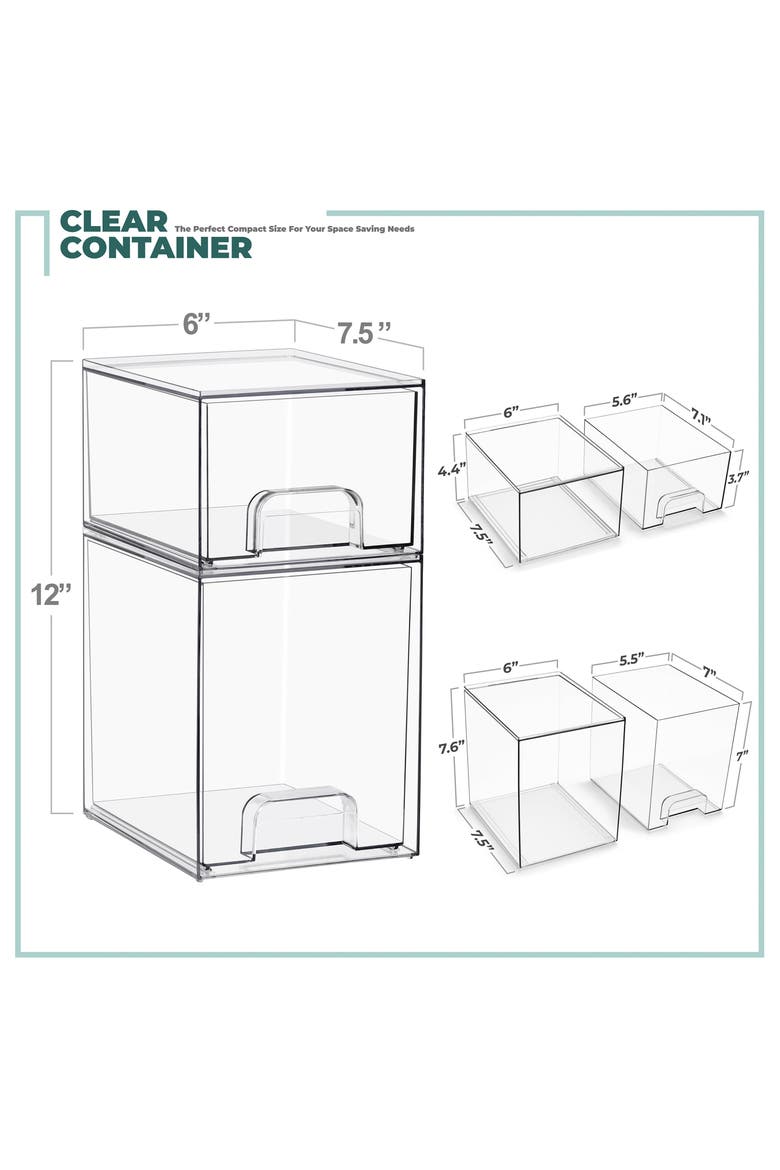 Set of 2 Stackable Acrylic Organizers, Alternate, color, NO COLOR