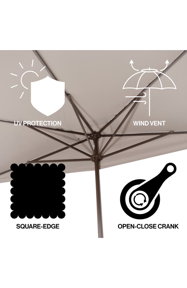 JONATHAN Y Sidney 9 ft. Classic MidCentury Rectangular Half Market Patio Umbrella with Crank, Wind Vent and UV Protection, Alternate, color, Gray
