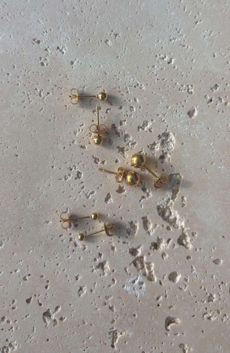 Adornia Set of 3 Ball Stud Earrings, Alternate, color, Gold