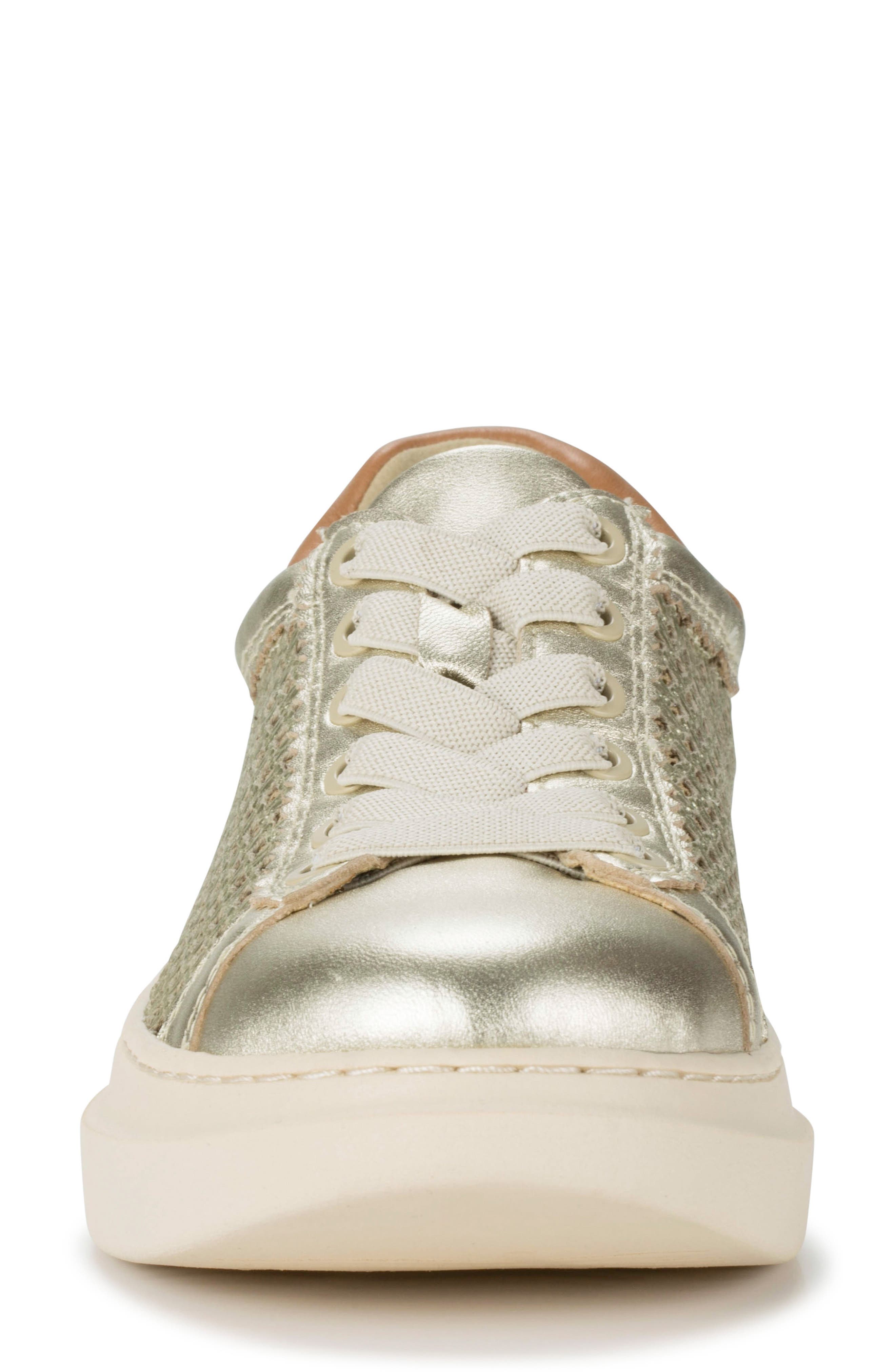 Tiara Perforated Wedge Sneaker, Alternate, color, CHAMPAGNE LEATHER