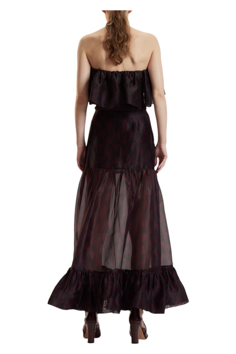 Organza Mesh Flounce Tube Top, Alternate, color, Black/Burgundy