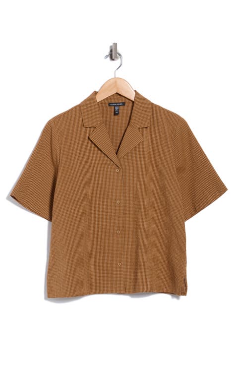 Mini Grid Print Camp Shirt
