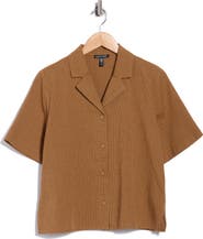 Eileen Fisher Mini Grid Print Camp Shirt