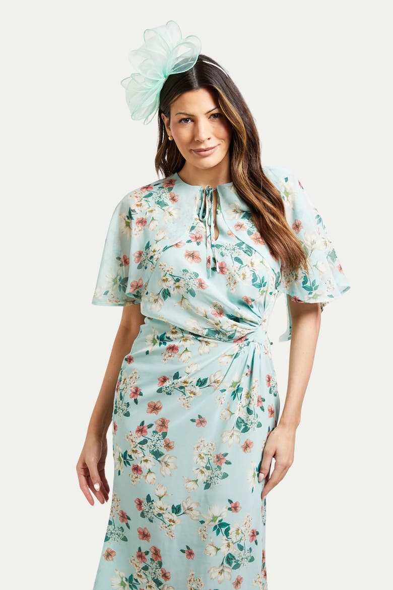Cape Sleeve Ruched Midi Dress, Alternate, color, Sage