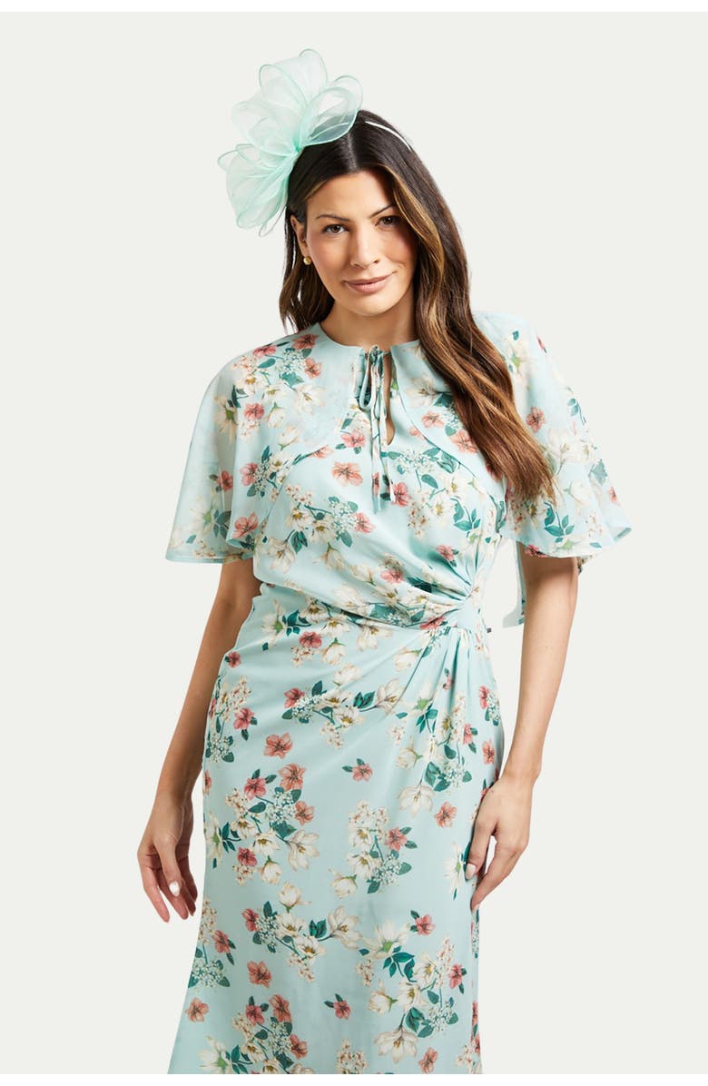 Wallis Cape Sleeve Ruched Midi Dress, Alternate, color, Sage