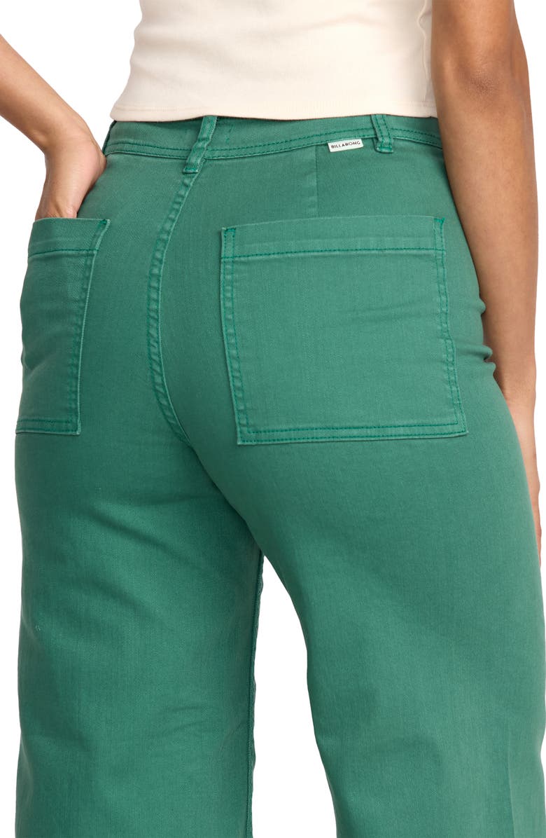 Billabong Free Fall Stretch Crop Wide Leg Pants, Alternate, color, Evergreen