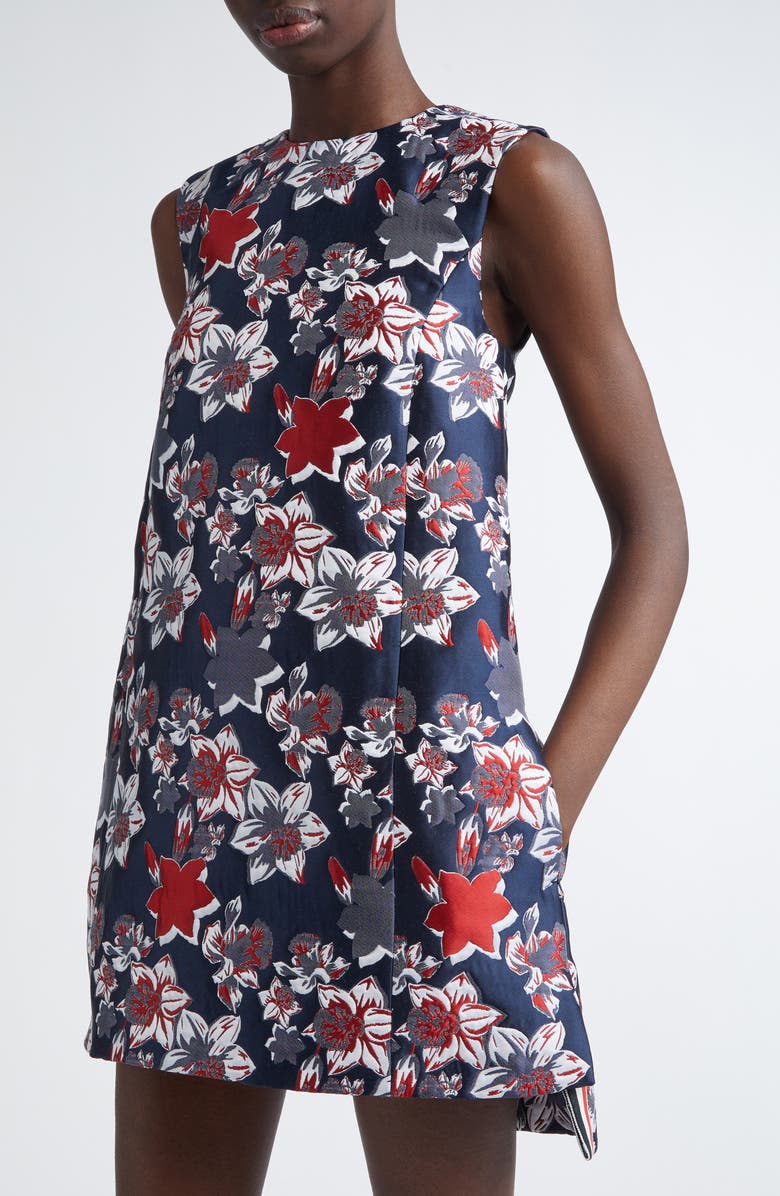 Thom Browne Floral Jacquard Shift Dress, Alternate, color, 