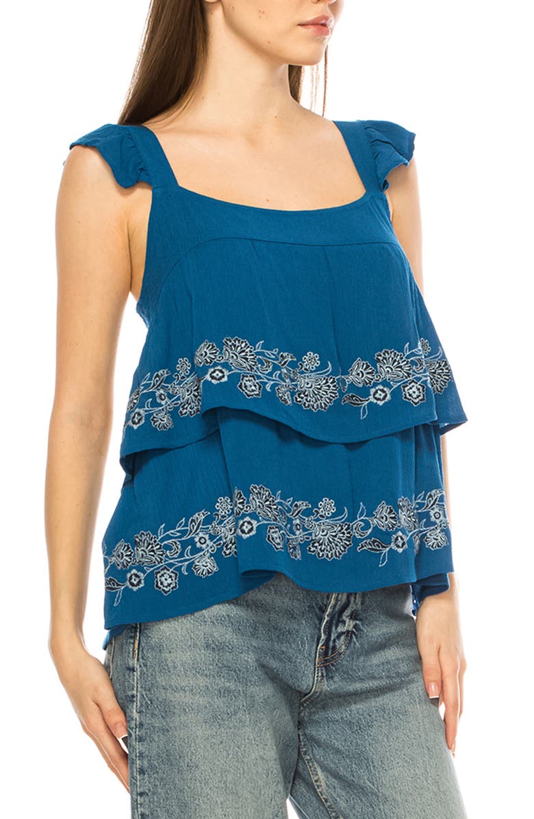 A COLLECTIVE STORY Embroidered Babydoll Top, Alternate, color, Parisian Blue