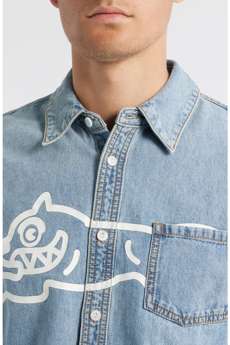 Parado Logo Graphic Denim Button-Up Shirt, Alternate, color, BUTTER PECAN