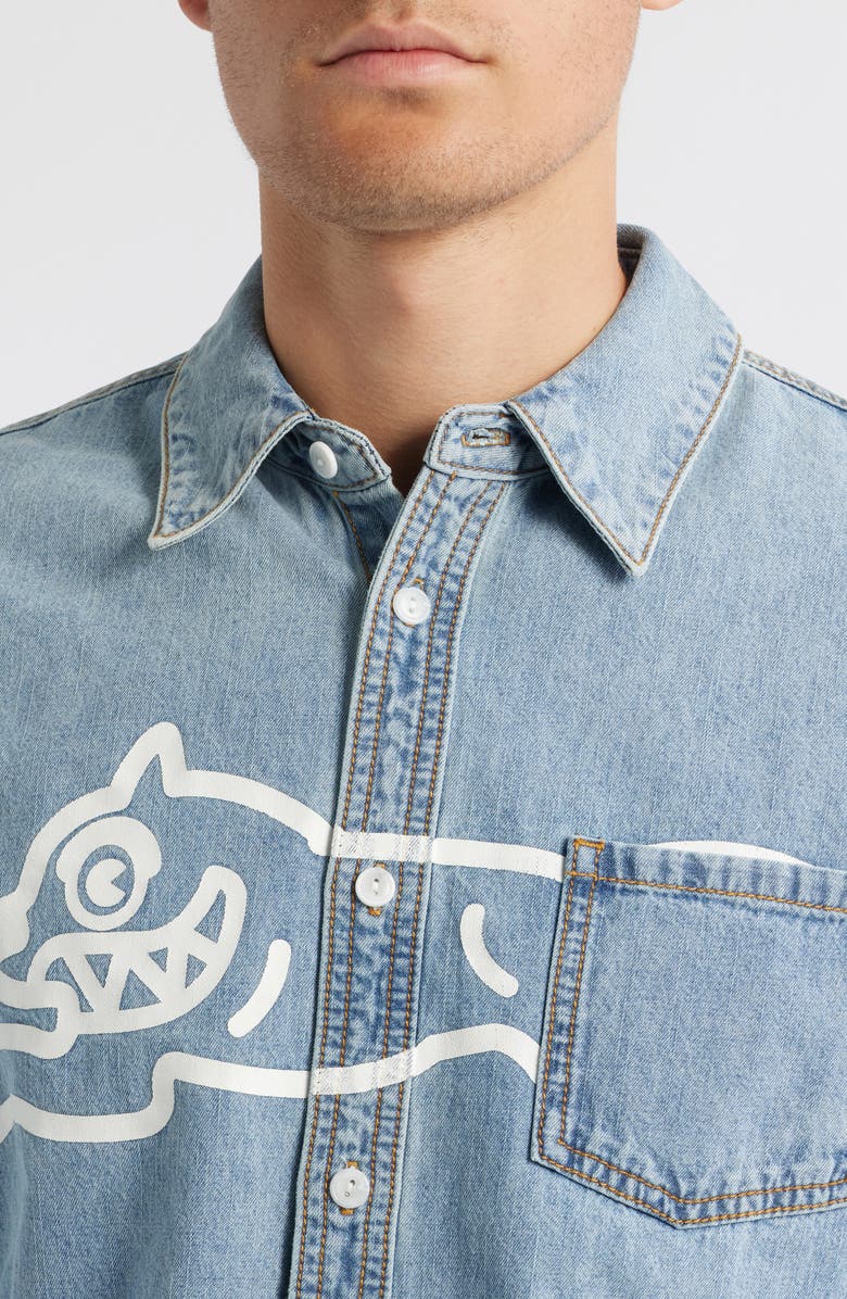 ICECREAM Parado Logo Graphic Denim Button-Up Shirt, Alternate, color, Butter Pecan