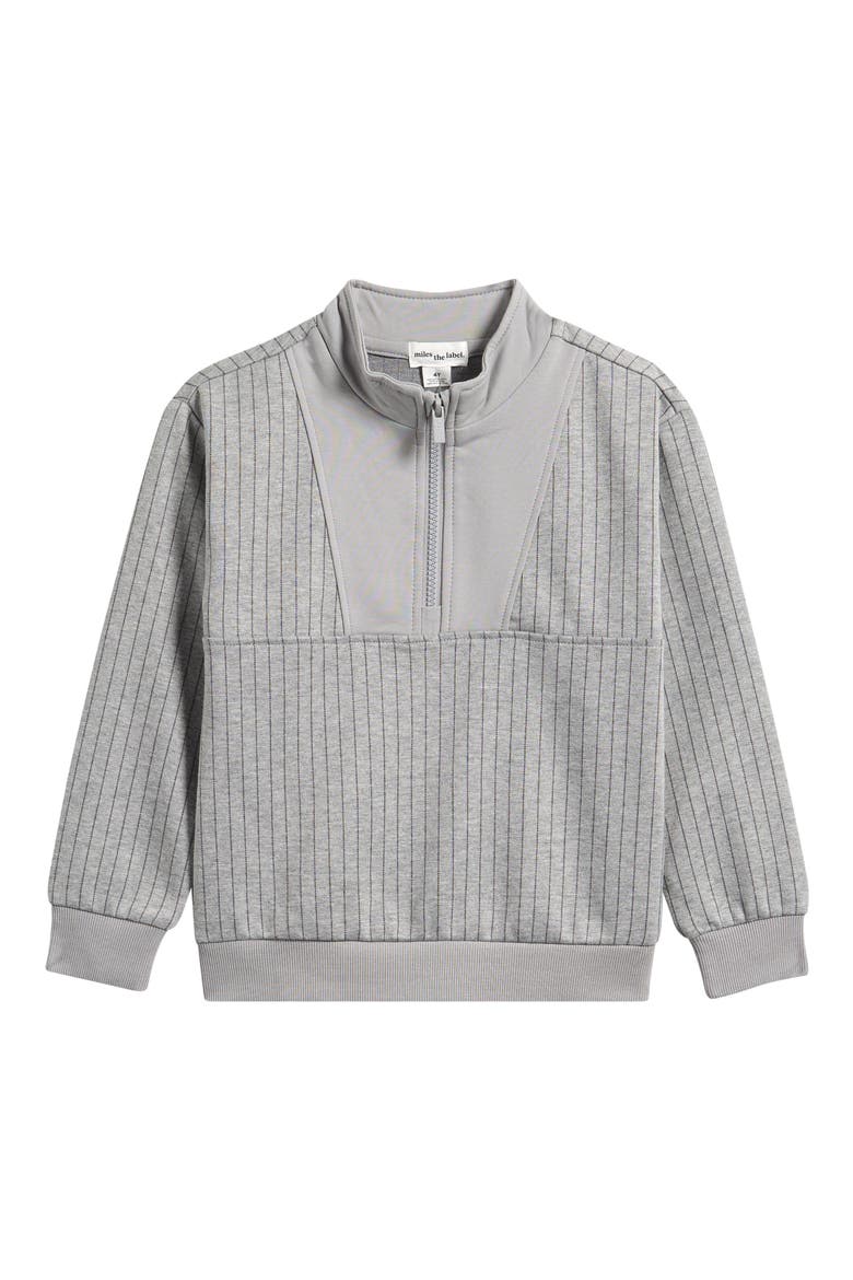 Kids' Striped Half Zip Pullover, Main, color, MEDIUM HEATHER GREY