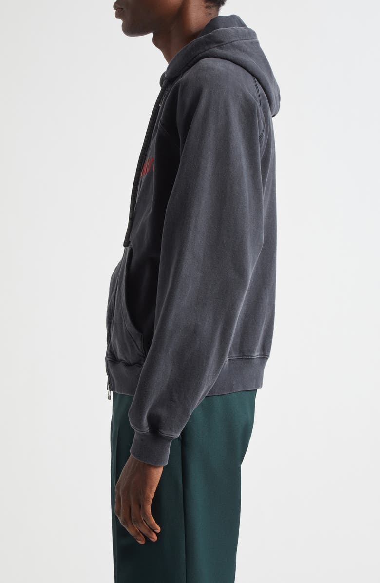 STOCKHOLM SURFBOARD CLUB Ace Embroidered Logo Organic Cotton Zip Hoodie, Alternate, color, Black